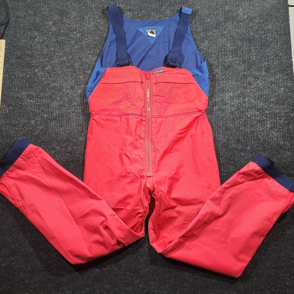 Vintage 1990s Patagonia Offshore Fishing Sailing Bibs Red Blue Mens Medium Hong